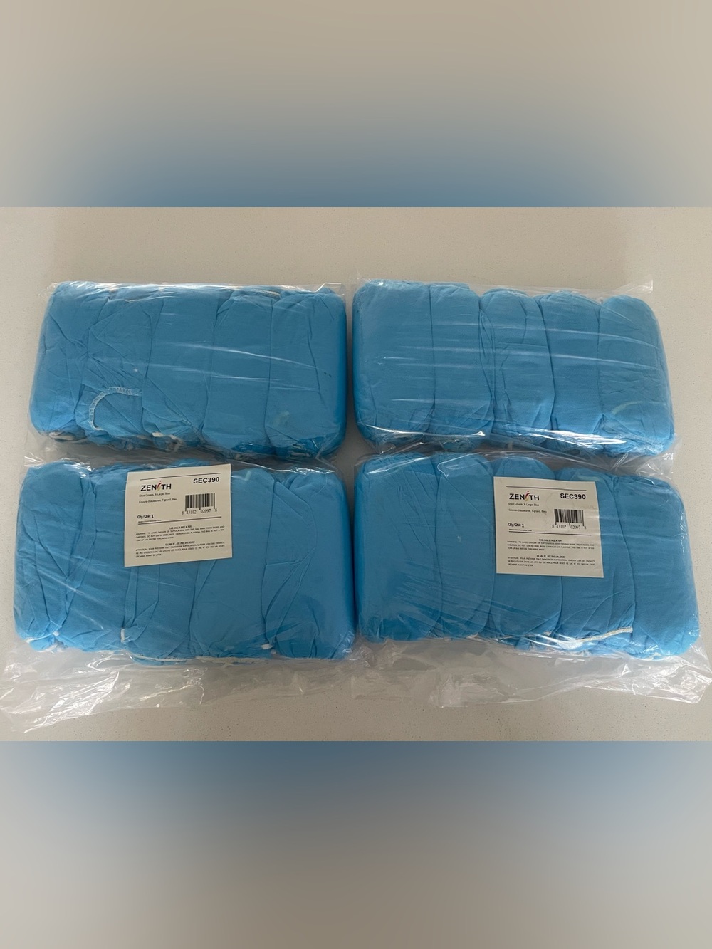 2 Packs Zenith SEC390 Disposable Shoe Covers - Blue, Non-Skid